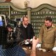 TV show host and historian James Holland (right) meets with medical historian Dr. Peter Steinkamp of Ulm University at the German Pharmacy Museum